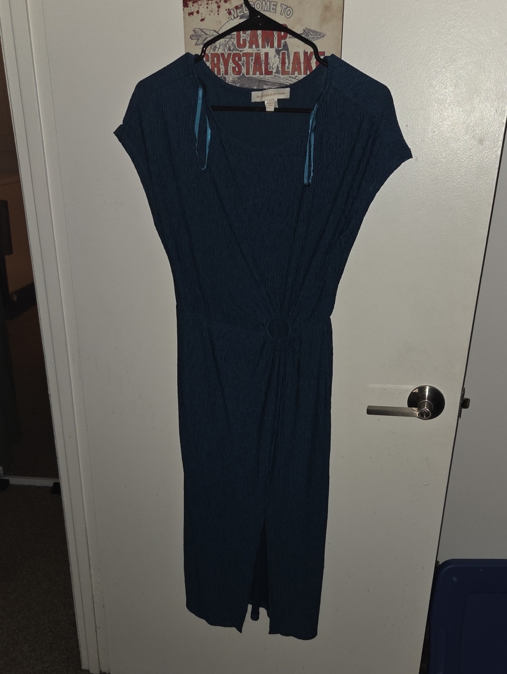 Elegant Teal Knot-Waist Midi Dress